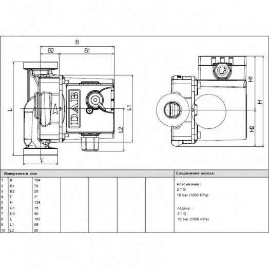 Насос циркуляционный VA 55/180X (1 1/4') M 230/50 с мокрым ротором без частотного регулирования