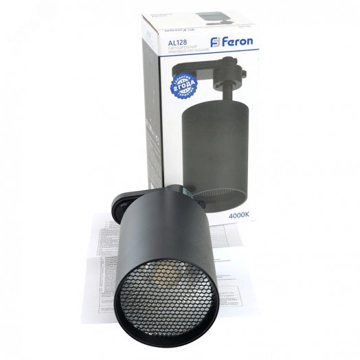 Светильник светодиодный трековый на шинопровод ДПО-18w 4000К 1440Лм черный с антибликовой решеткой