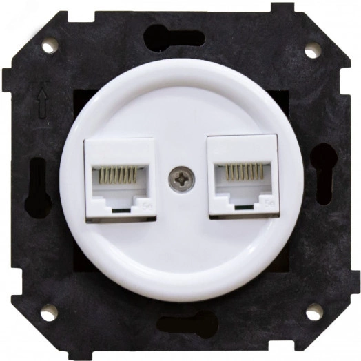 Розетка 2RJ45 + накладка, цвет белый (скрытый монтаж)