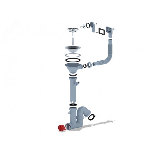 Сифон для мойки 3 1/2 х 40 с отводом для стиральной машины с круглым гибким и прямоугольным переливом