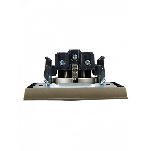 BRITE Розетка 1 пост с заземлением с защитными шторками 16А в сборе РСР14-1-0-БрШ шампань IEK