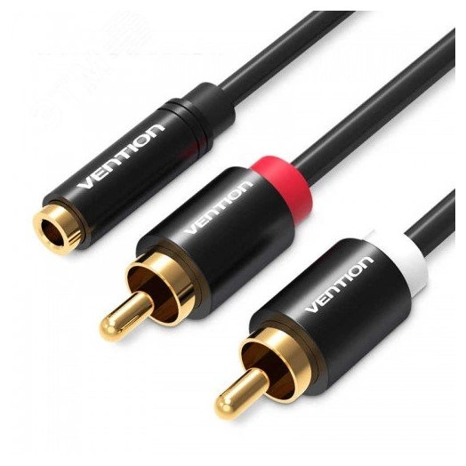 Аудио кабель Jack 3.5 мм F на 2RCA M, 2 м.