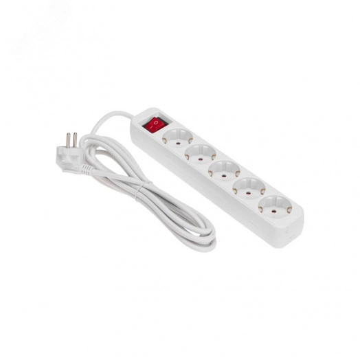 Удлинитель STANDARD 5 гнезд, 3 м, 3х1,0 мм2, с/з, с выключателем, белый