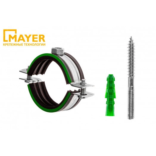 Хомут сантехнический Mayer со шпилькой 10х100 и дюбелем д/труб 5' (135-143мм) гайка М10