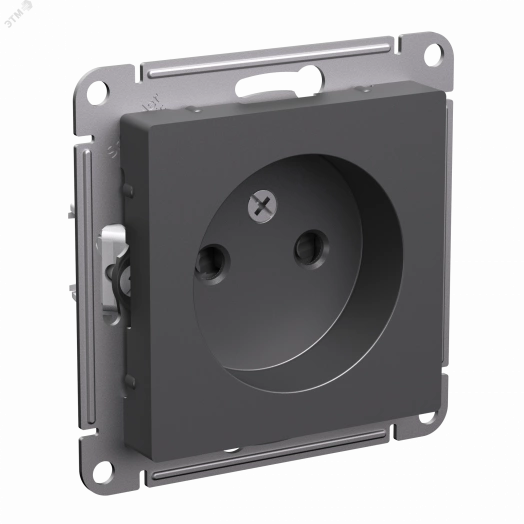 ATLASDESIGN РОЗЕТКА без заземления со шторками, 16А, механизм, БАЗАЛЬТ