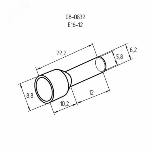 Наконечник штыревой втулочный изолированный F-12 мм 16 мм НШВи 16-12, слоновая кость, 10шт/уп REXANT
