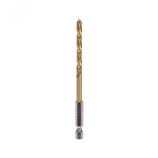 Сверло по металлу, 5 мм, Р6М5, ТИТАН, шестигранный хвостовик (1 шт. в упаковке) DIN 338