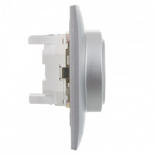 SKANDY Розетка 2-местная с заземлением без защитных шторок 16А в сборе SK-R08S серебряный IEK