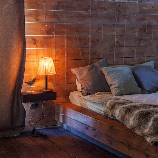 Светильник настольный ННБ 11-60-095  венге с абажуром МТ Вуаль