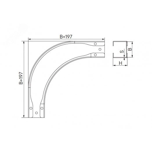 Угол CPO 90 горизонтальный 90° 100х35, в комплекте с крепежными элементами и соединительными пластинами, необходимыми для монтажа