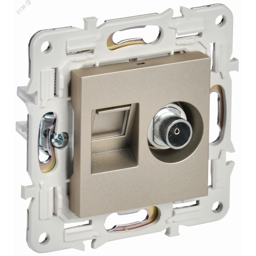 SKANDY Розетка двойная TV+RJ45 кат.6E SK-A15Sh шампань IEK