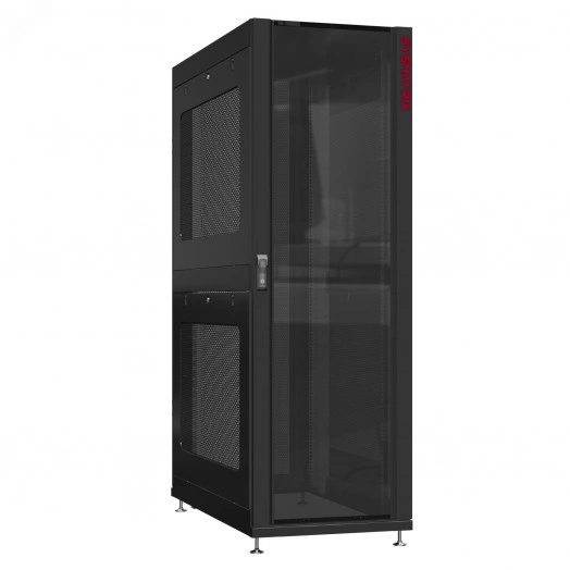 Шкаф серверный 48U 800х1200 передняя дверь: стекло IP41. задняя дверь: одностворчатая перфорированная IP20. боковые панели: перфорированные. цвет: черный RAL9005 