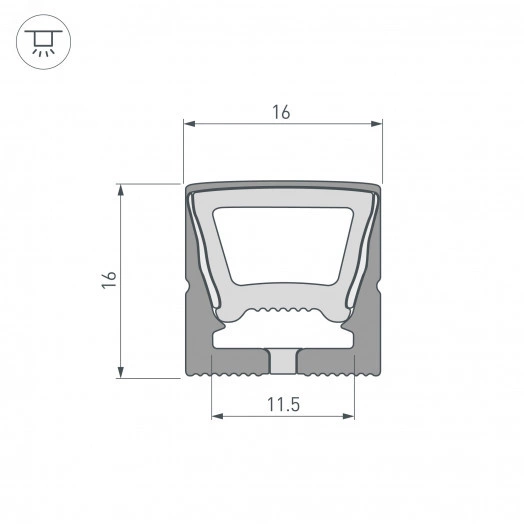 Силиконовый профиль WPH-FLEX-1616-TOP-S11-5m FULL BLACK (Arlight, Силикон)