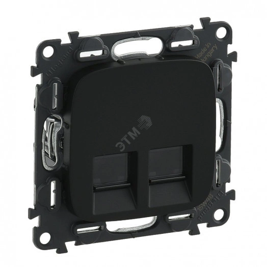Valena ALLURE Информационная розетка двойная RJ45 Кат 6 UTP С лицевой панелью Антрацит