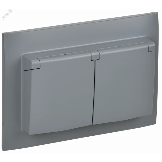 SKANDY Розетка 2-местная и крышкой 16А в сборе IP44 SK-R12Gr серый IEK