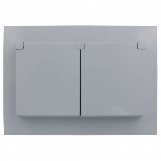 SKANDY Розетка 2-местная и крышкой 16А в сборе IP44 SK-R12Gr серый IEK