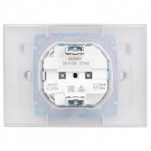 SKANDY Розетка 2-местная и крышкой 16А в сборе IP44 SK-R12Gr серый IEK