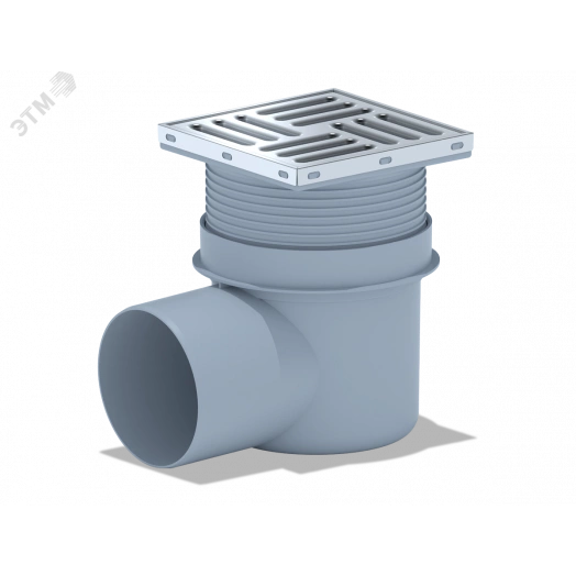 Трап горизонтальный выпуск 110 нержавеющая решетка 15х15см сухой затвор