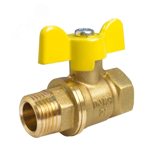 Кран шаровой для газа 11Б27фтМ 1' ВР-НР латунный ручка бабочка