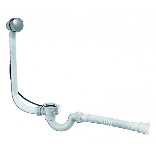 Сифон МИНИ ЭЛИТ для ванн полуавтомат с гофротрубой D40/50 с переливом 70 см