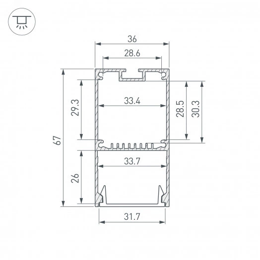 Профиль LINE-S-3667-2000 BLACK (Arlight, Алюминий)