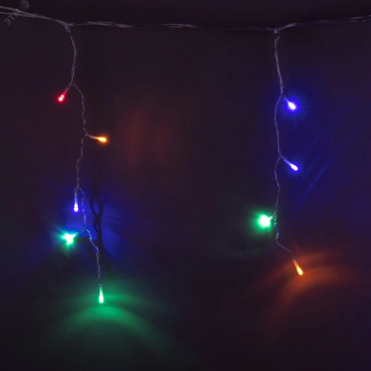 Бахрома светодиодная с эффектом мерцания 25м Соединяемая 440 светодиодов Разноцветный свет Провод прозрачный ULD-B25006-440/TTK MULTI IP44 ТМ Uniel