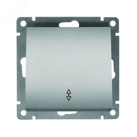 Выключатель проходной одноклавишный UNIVersal серия Афина , с/у, 10А, 220В, серебро (еврослот), механизм