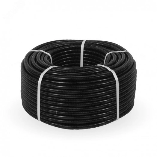 Труба гофрированная ПНД безгалогенная (HF) черная с/з d16 мм (50м/уп) Строитель