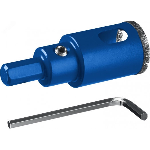 Коронка алмазная с центрирующим сверлом для дрели d 32 мм по керамике и стеклу, Р60, трехгр хвостовик, Профессионал