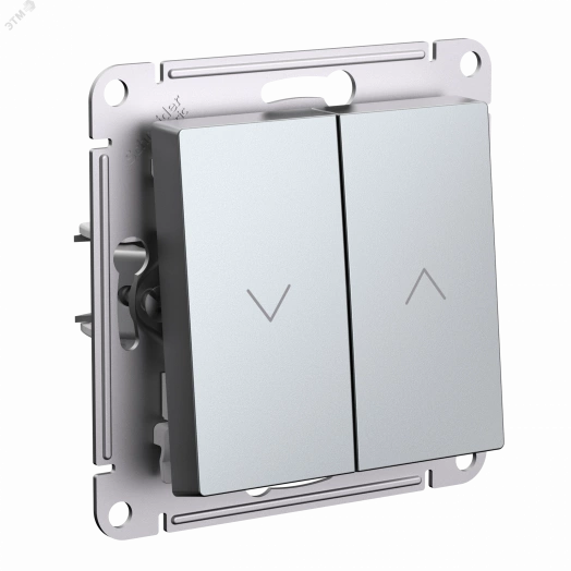 ATLASDESIGN 2-клавишный ВЫКЛЮЧАТЕЛЬ ЖАЛЮЗИ, 10А, мех., АЛЮМИНИЙ