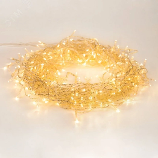 Гирлянда светодиодный Дождь 1,5х1,5 м, свечение с динамикой, прозрачный провод, 230 В, диоды цвет теплый белый