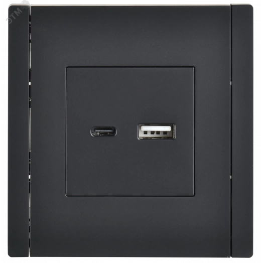 FORTE&PIANO Розетка USB A+C 18Вт FP151 черный IEK