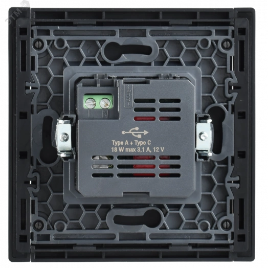 FORTE&PIANO Розетка USB A+C 18Вт FP151 черный IEK