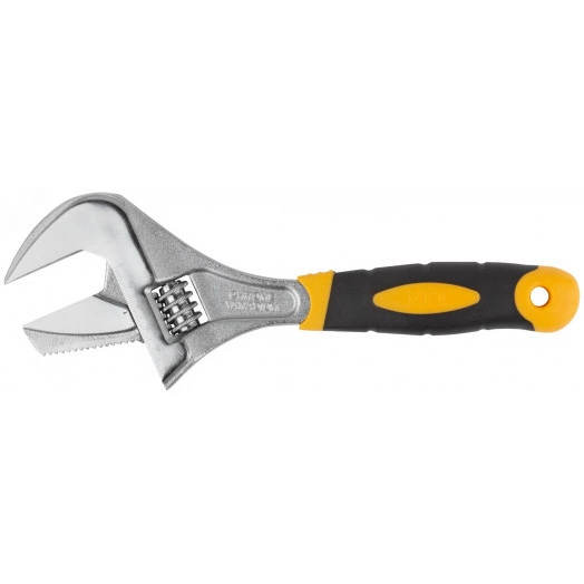 Ключ разводной ''Техно'' CrV, узкие + переставная губки, шкала, увеличен.захват, прорезин.ручка 250 мм ( 52 мм )