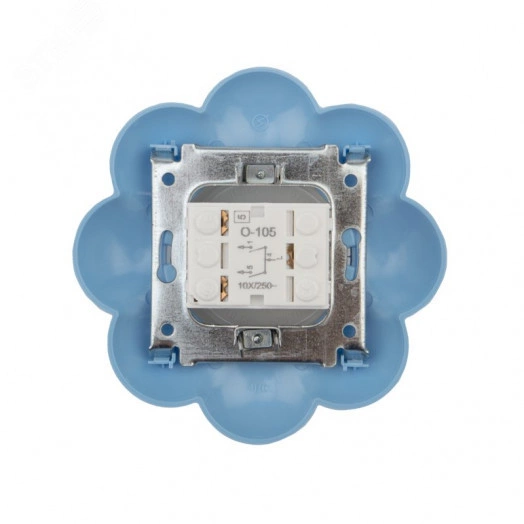 Выключатель двухклавишный KRANZ HAPPY Цветок скрытой установки, белый/голубой