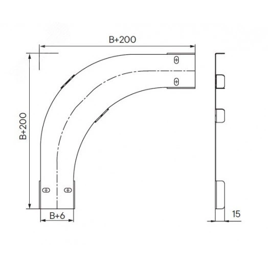 Крышка на угол CPO 90 горизонтальный 90° 200, в комплекте с крепежными элементами и соединительными пластинами, необходимыми длямонтажа, цинк-ламельная
