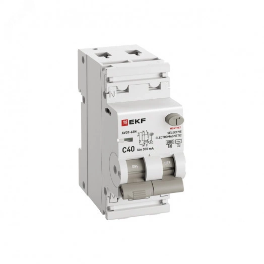 Выключатель автоматический дифференциальный  АВДТ-63N 1P+N 40А (C) 300мА (AC-S) эл-мех 6кА PROXIMA EKF