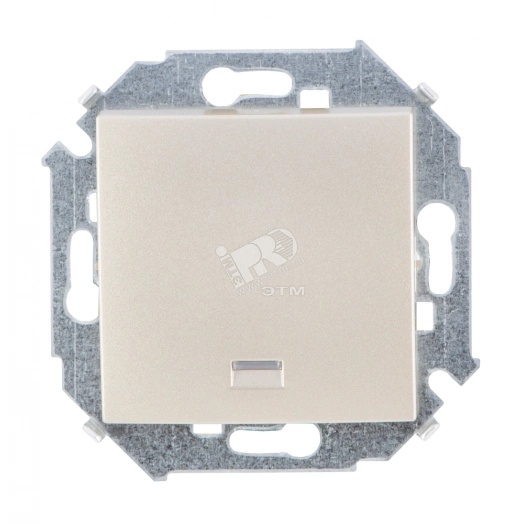 Выключатель одноклавишный, с подсветкой, 16А 250В винтовой зажим, шампань