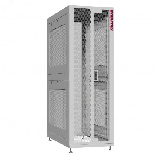Шкаф серверный 48U 600х1070 передняя дверь: двустворчатая перфорированная IP20. задняя дверь: двустворчатая глухой металл IP51. боковые панели: перфорированные. цвет: серый RAL7035 