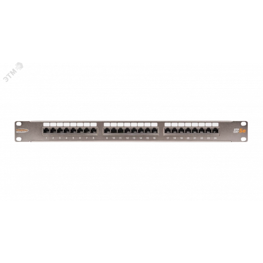 Панель 19, 1U, 24 порта, Кат.5e, RJ45/8P8C, экран., металлик
