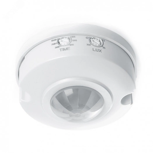 Датчик движения ИК потолочный 1200w 360 гр. 6м IP20 белый