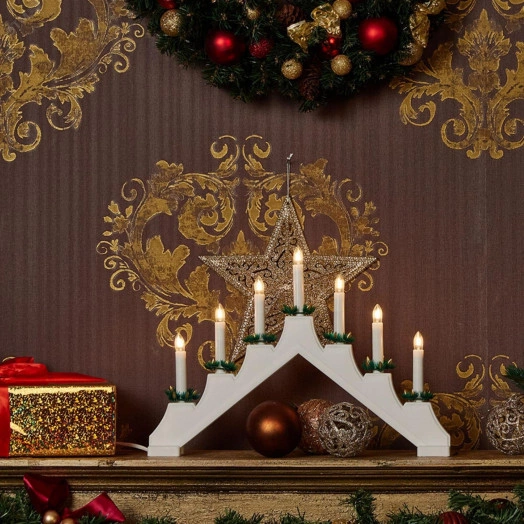 Фигура Новогодняя горка 39,5х30,5см 7 миниламп накаливания Теплый белый свет Корпус белый Материал пластик UDL-L7101-007/SWA/WW WHITE BRIDGE