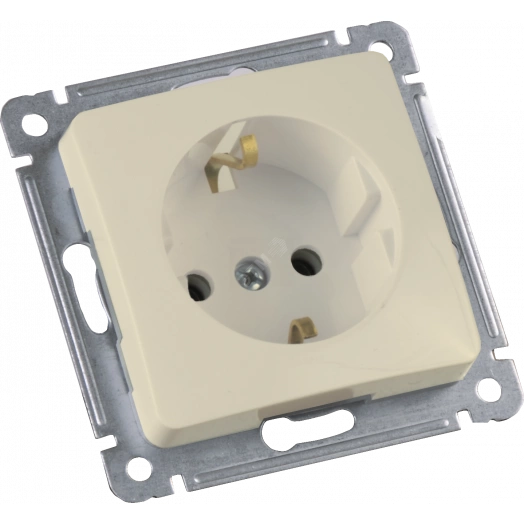 MASTER Розетка одноместная с заземляющим контактом, скрытой установки, в рамку, слоновая кость