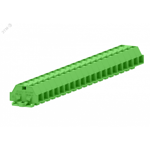 Клемма TB 2-2 с бок. подключ. с крепеж.фланцами, зеленая