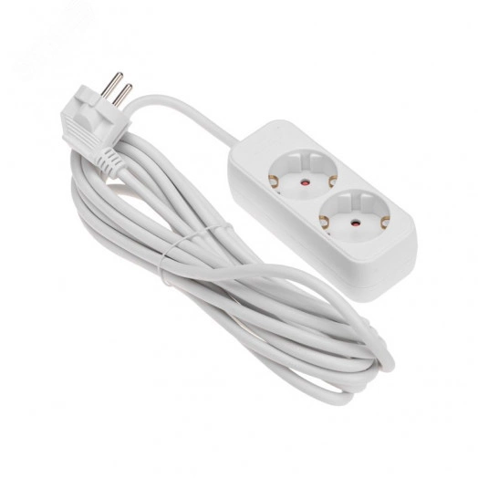 Удлинитель STANDARD 2 гнезда, 5 м, 3х1,0 мм2, с/з, белый