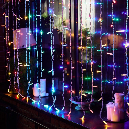 Занавес светодиодный с эффектом мерцания 3х2м Соединяемый 240 светодиодов Разноцветный свет Провод белый ULD-C2030-240/TWK MULTI IP67