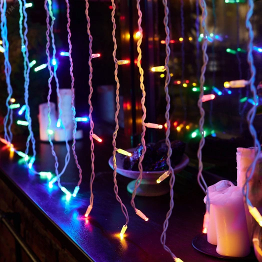 Занавес светодиодный с эффектом мерцания 3х2м Соединяемый 240 светодиодов Разноцветный свет Провод белый ULD-C2030-240/TWK MULTI IP67