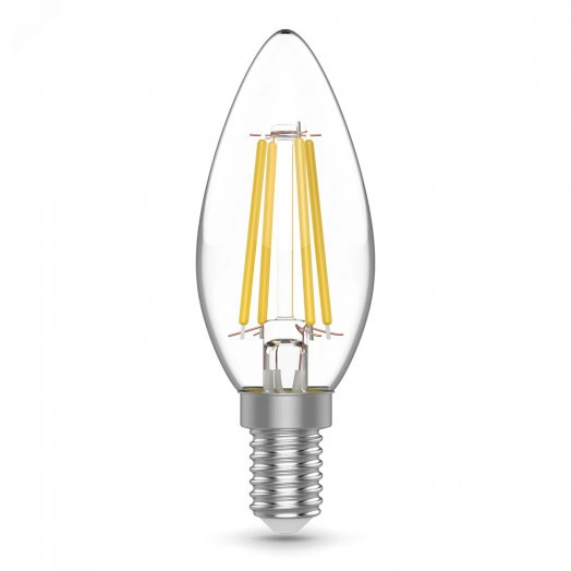 Лампа светодиодная филаментная LED 4 Вт 480 лм 3000К свеча теплый E14 AC 230В IP20 Basic Gauss