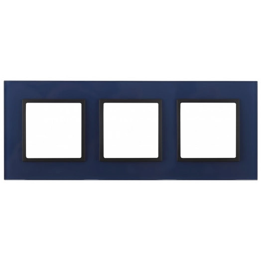 Рамка на 3 поста, стекло, Эра Elegance, синий+антр, 14-5103-29