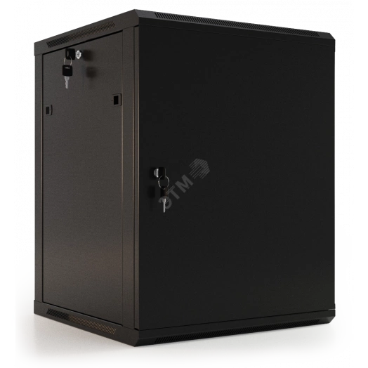 Шкаф настенный 19-дюймовый (19') 12U 650x600х450металлическая передняя дверь с замком. две боковыепанели. с возможностью установки на ножки.цвет черный (RAL 9004) (разобранный)